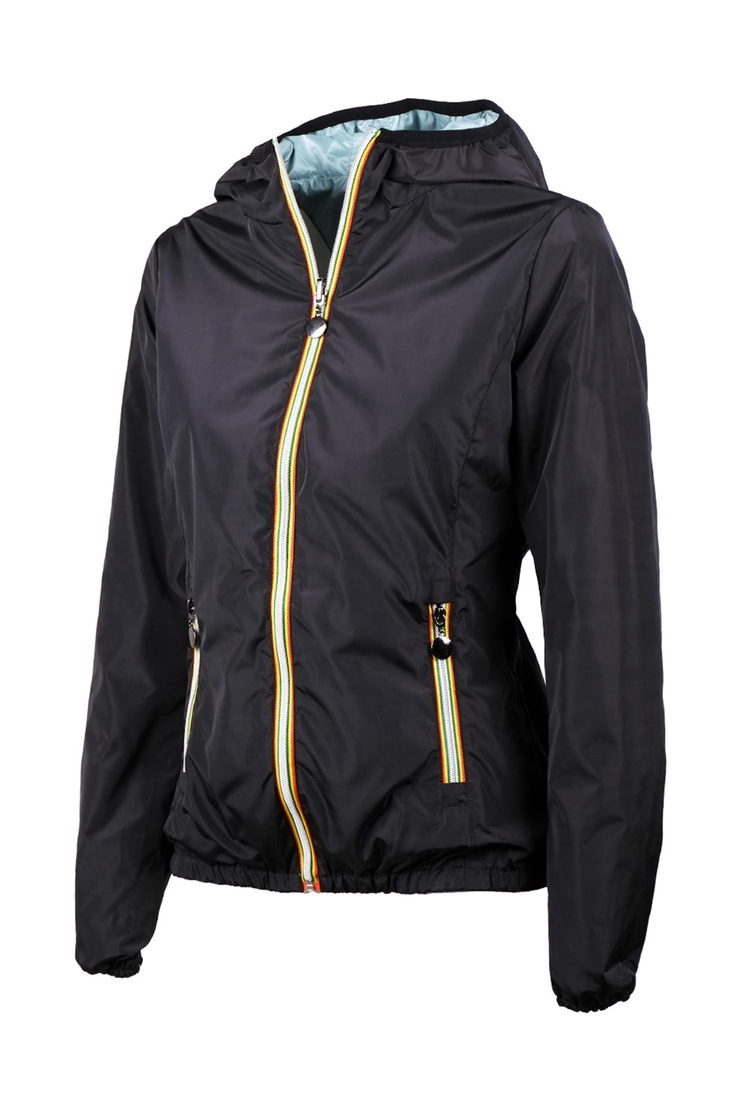 Giubbotto donna double face leggero con cappuccio - NERO / PETROLIO