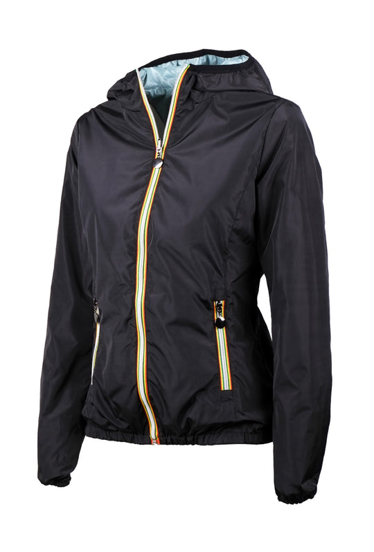 Giubbotto donna double face leggero con cappuccio - NERO / PETROLIO