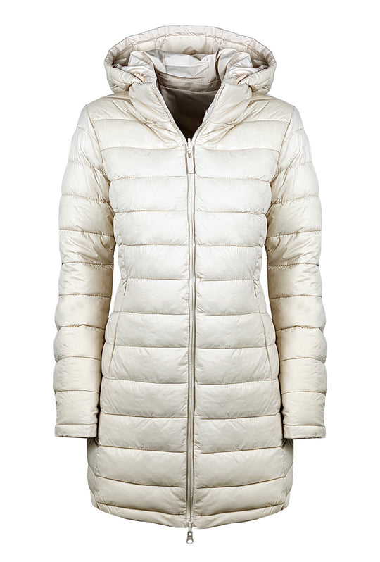 Giubbotto donna double face Piumino tessuto tecnico Cappuccio smontabile - BEIGE