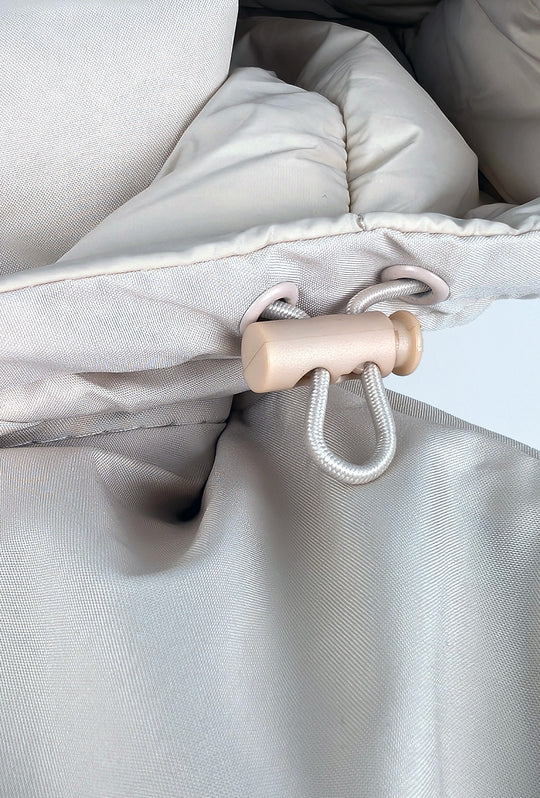 Giubbotto donna double face Piumino tessuto tecnico Cappuccio smontabile - BEIGE