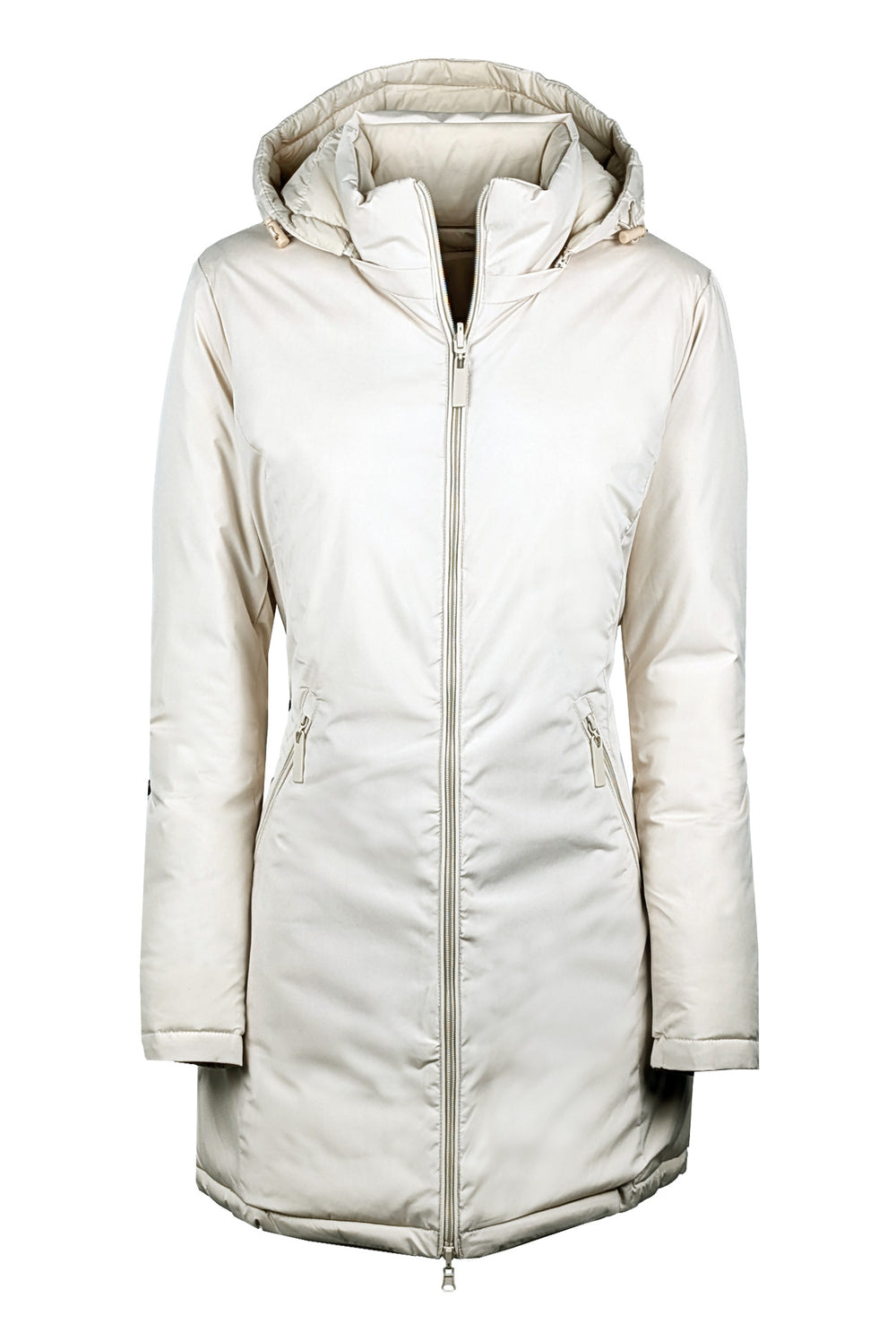 Giubbotto donna double face Piumino tessuto tecnico Cappuccio smontabile - BEIGE