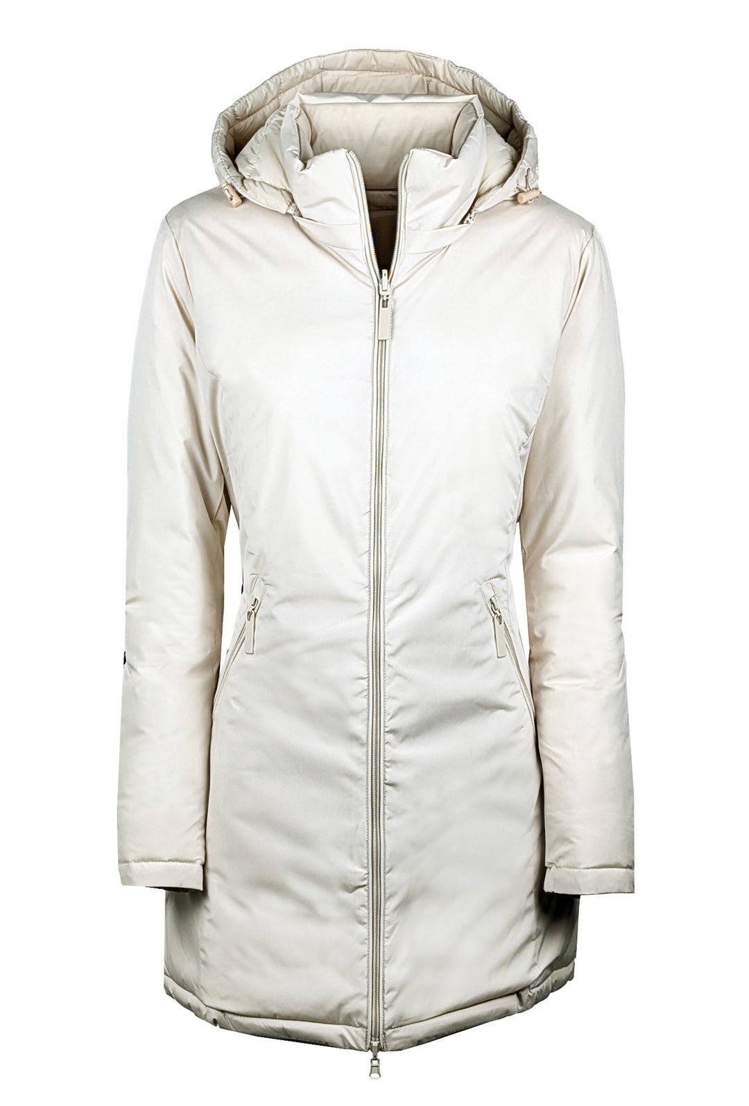 Giubbotto donna double face Piumino tessuto tecnico Cappuccio smontabile - BEIGE