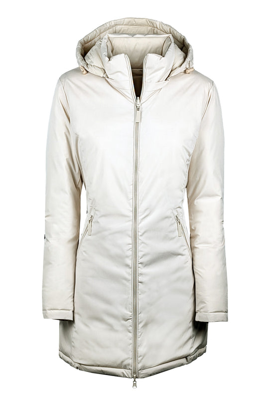 Giubbotto donna double face Piumino tessuto tecnico Cappuccio smontabile - BEIGE