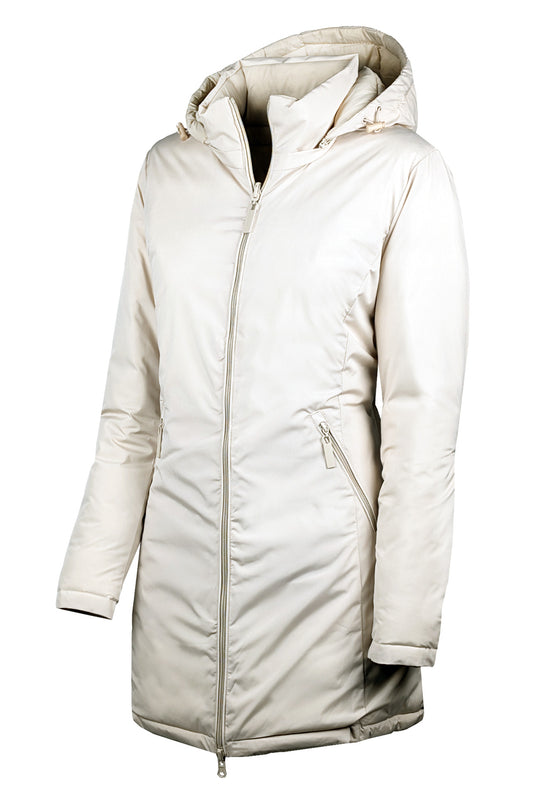 Giubbotto donna double face Piumino tessuto tecnico Cappuccio smontabile - BEIGE