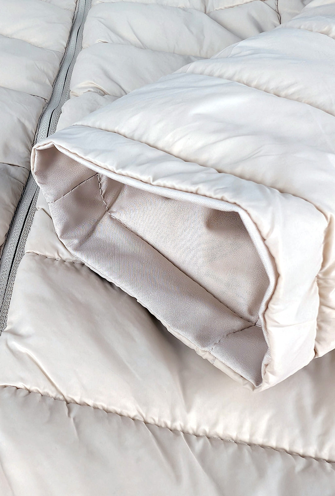 Giubbotto donna double face Piumino tessuto tecnico Cappuccio smontabile - BEIGE
