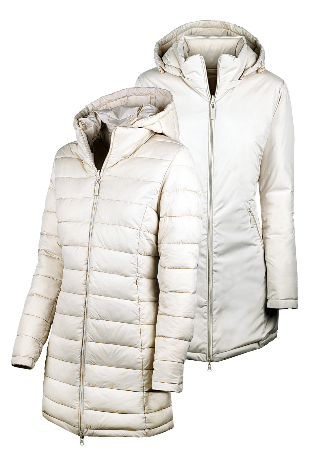 Giubbotto donna double face Piumino tessuto tecnico Cappuccio smontabile - BEIGE