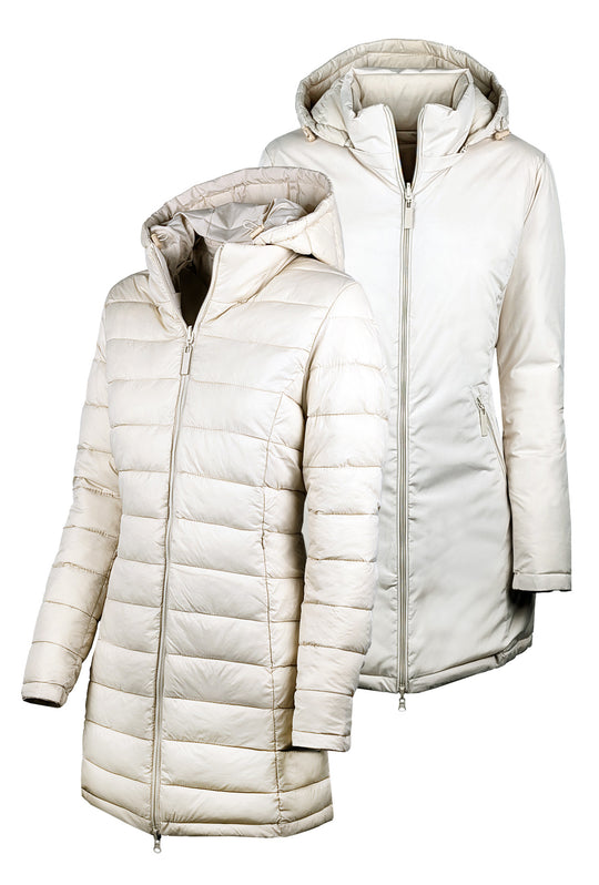 Giubbotto donna double face Piumino tessuto tecnico Cappuccio smontabile - BEIGE