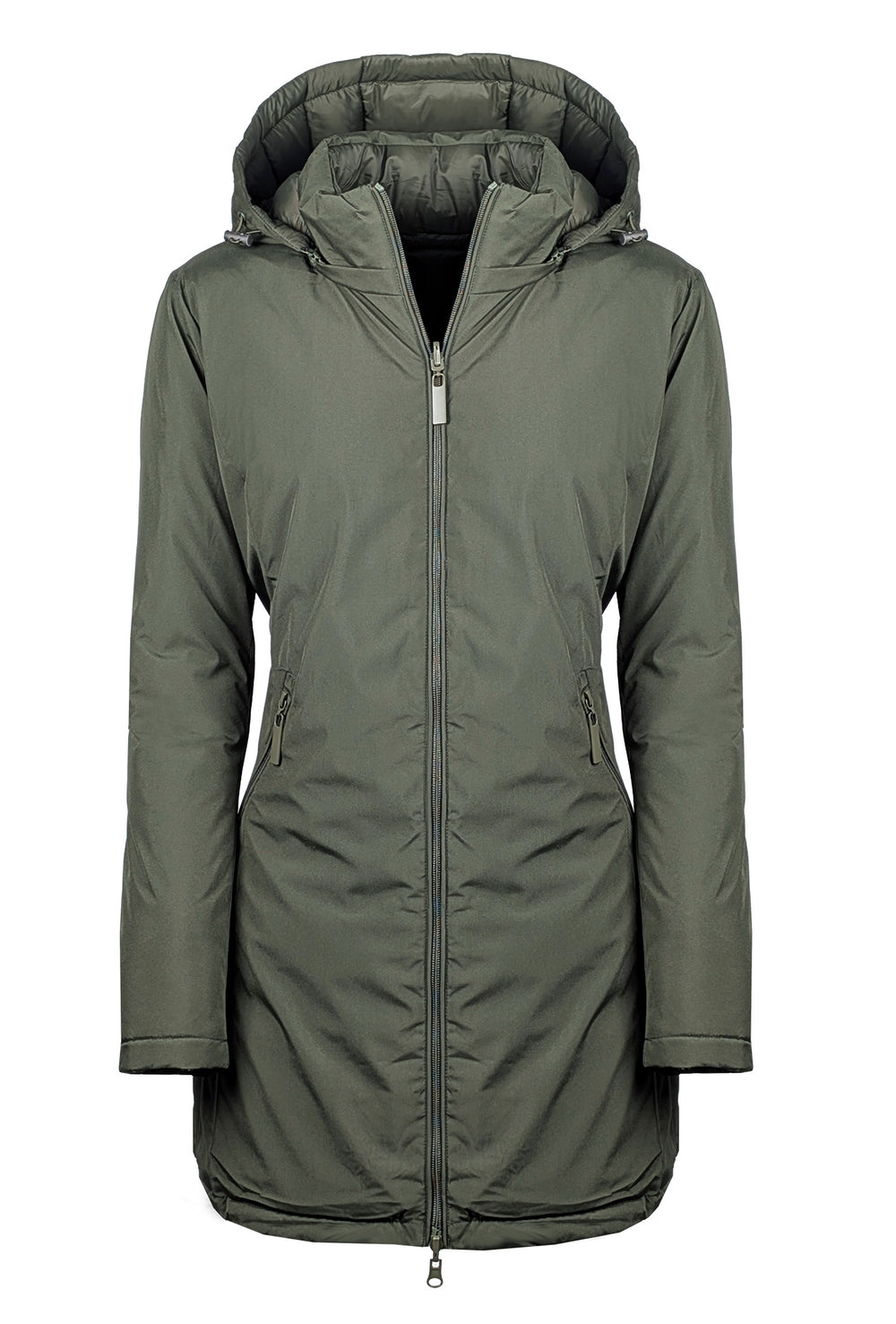 Giubbotto donna double face Piumino tessuto tecnico Cappuccio smontabile - VERDE