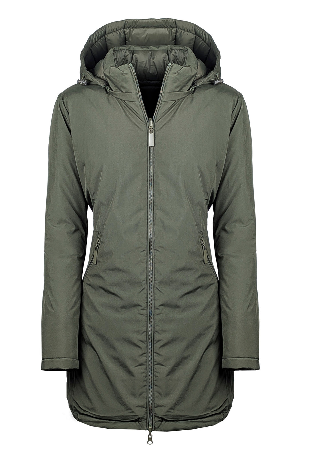 Giubbotto donna double face Piumino tessuto tecnico Cappuccio smontabile - VERDE