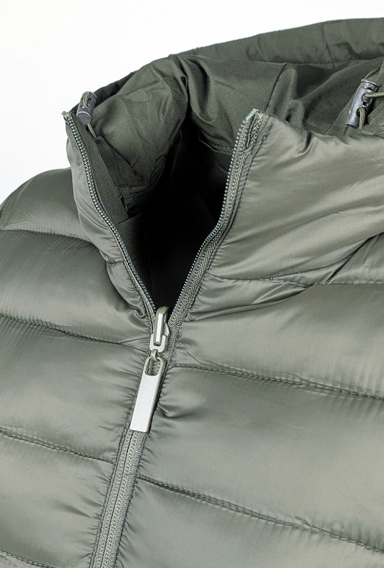 Giubbotto donna double face Piumino tessuto tecnico Cappuccio smontabile - VERDE