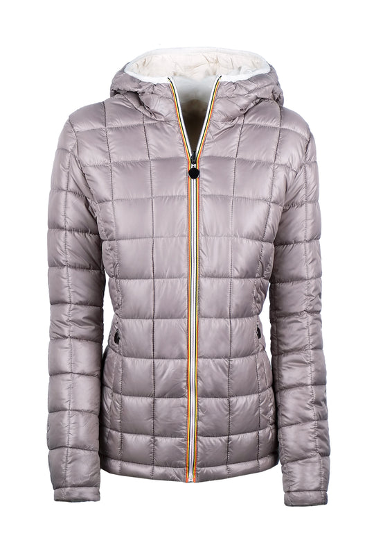 Giubbotto Donna Double Face piumino e tessuto tecnico - TORTORA/BIANCO