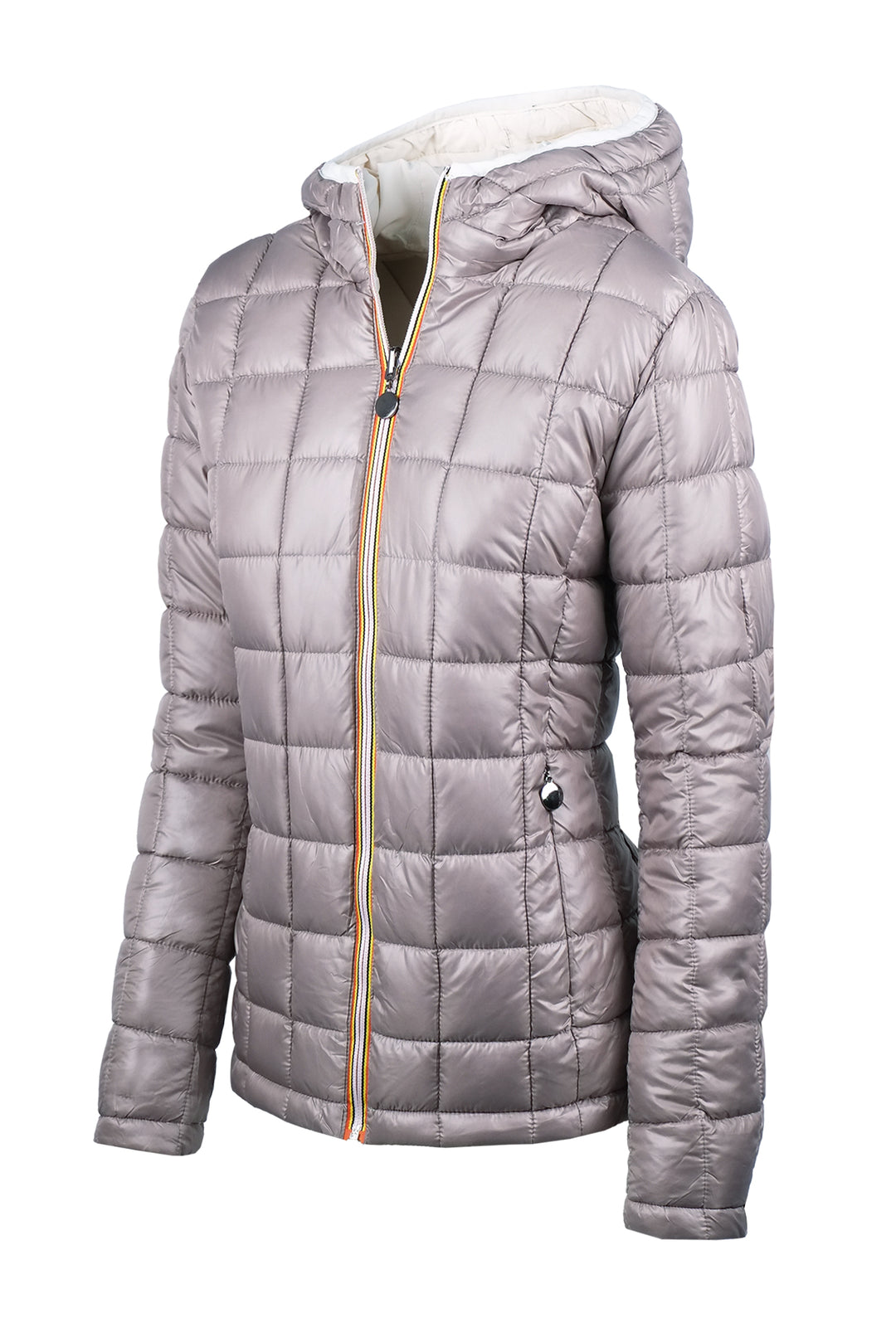 Giubbotto Donna Double Face piumino e tessuto tecnico - TORTORA/BIANCO
