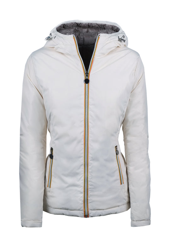 Giubbotto Donna Double Face piumino e tessuto tecnico - TORTORA/BIANCO