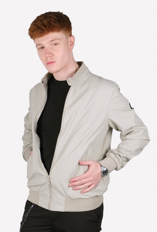 Giubbotto Uomo collo coreano Simil pelle leggero Balza in cotone Dresserd - BEIGE