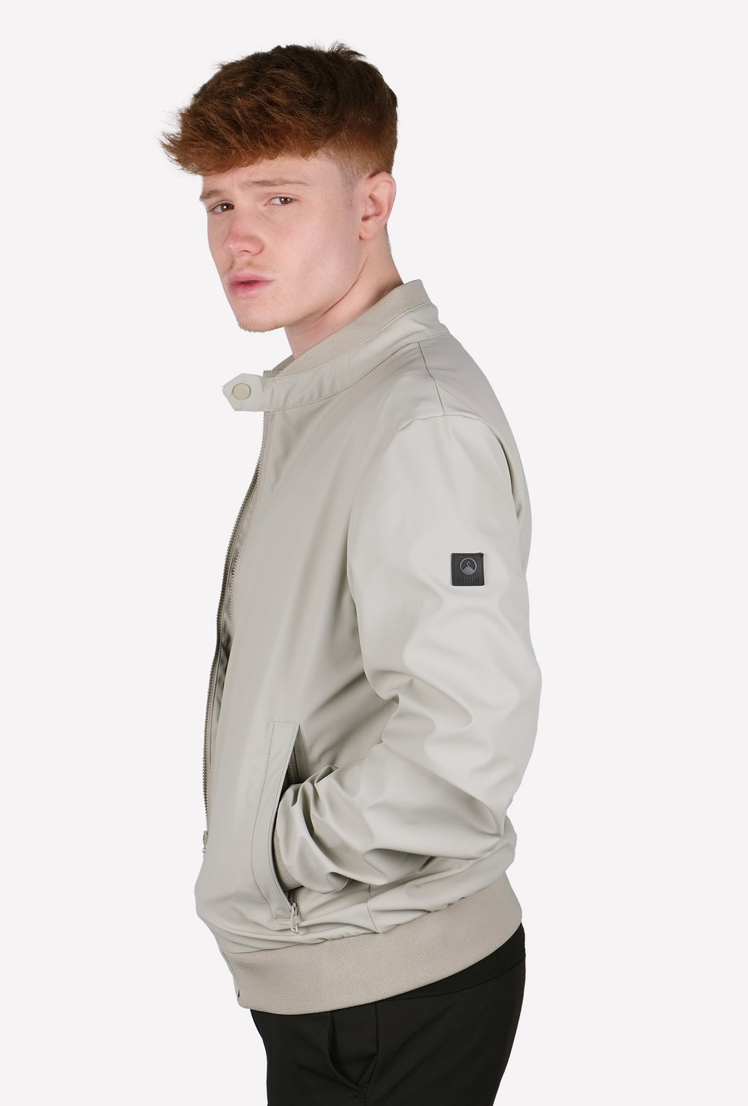 Giubbotto Uomo collo coreano Simil pelle leggero Balza in cotone Dresserd - BEIGE