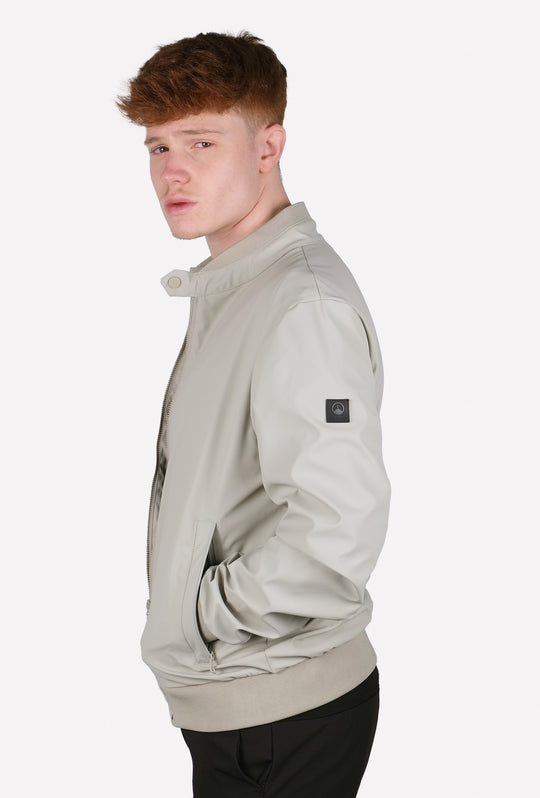 Giubbotto Uomo collo coreano Simil pelle leggero Balza in cotone Dresserd - BEIGE