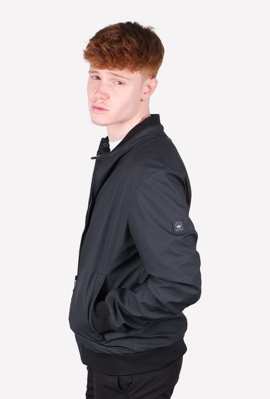 Giubbotto Uomo collo coreano Simil pelle leggero Balza in cotone Dresserd - NERO