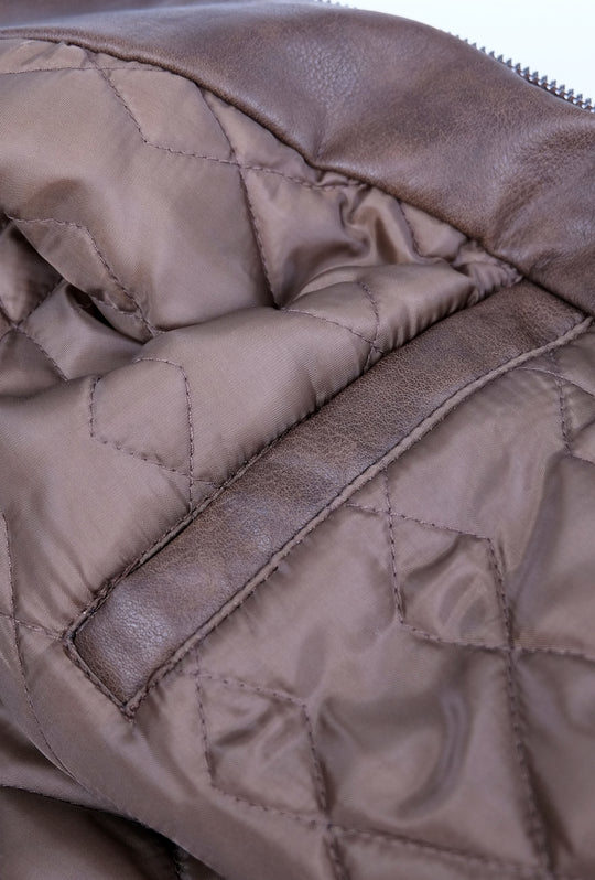 Giubbotto uomo simil pelle invernale tessuto marmorizzato Dresserd - MARRONE