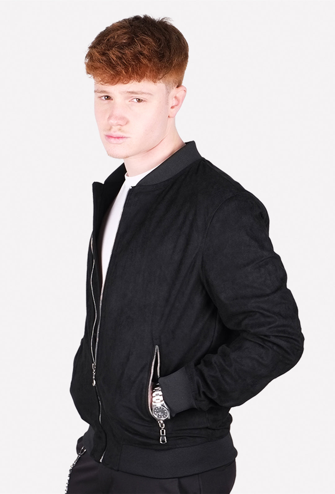 Giubbotto Uomo Leggero Simil Camoscio College Semi slim Dresserd - NERO