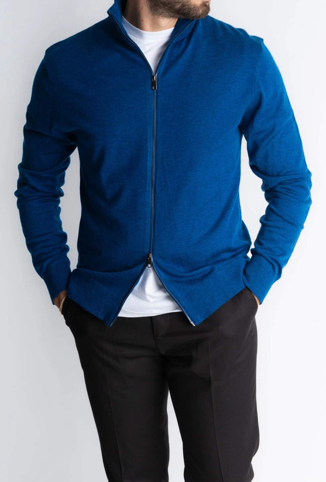 Maglia uomo Dresserd Full Zip in lana rasata Maglioncino aperto - AVIO
