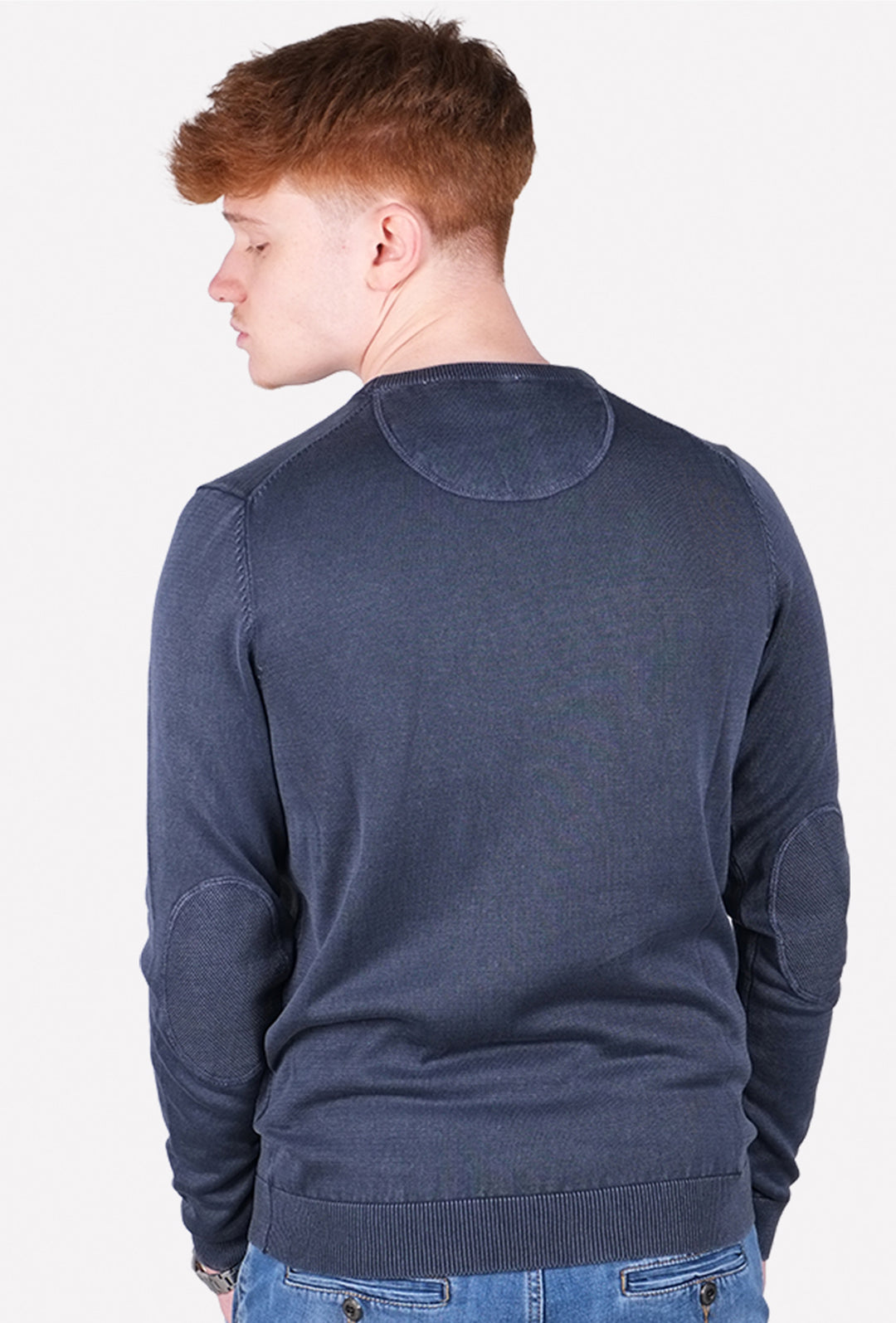 Maglioncino uomo cotone lavato con top Maglia girocollo - BLU