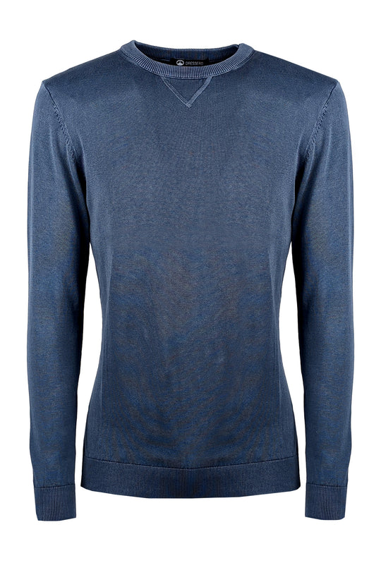 Maglioncino uomo cotone lavato con top Maglia girocollo - BLU