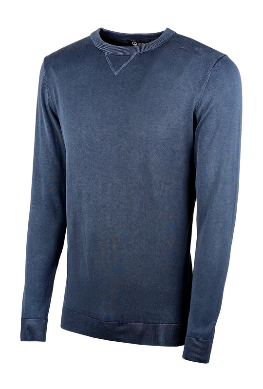 Maglioncino uomo cotone lavato con top Maglia girocollo - BLU
