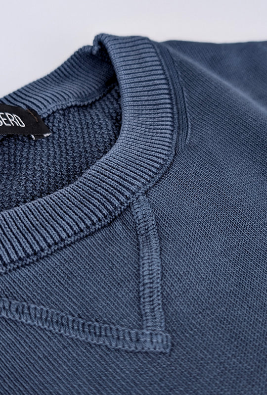 Maglioncino uomo cotone lavato con top Maglia girocollo - BLU