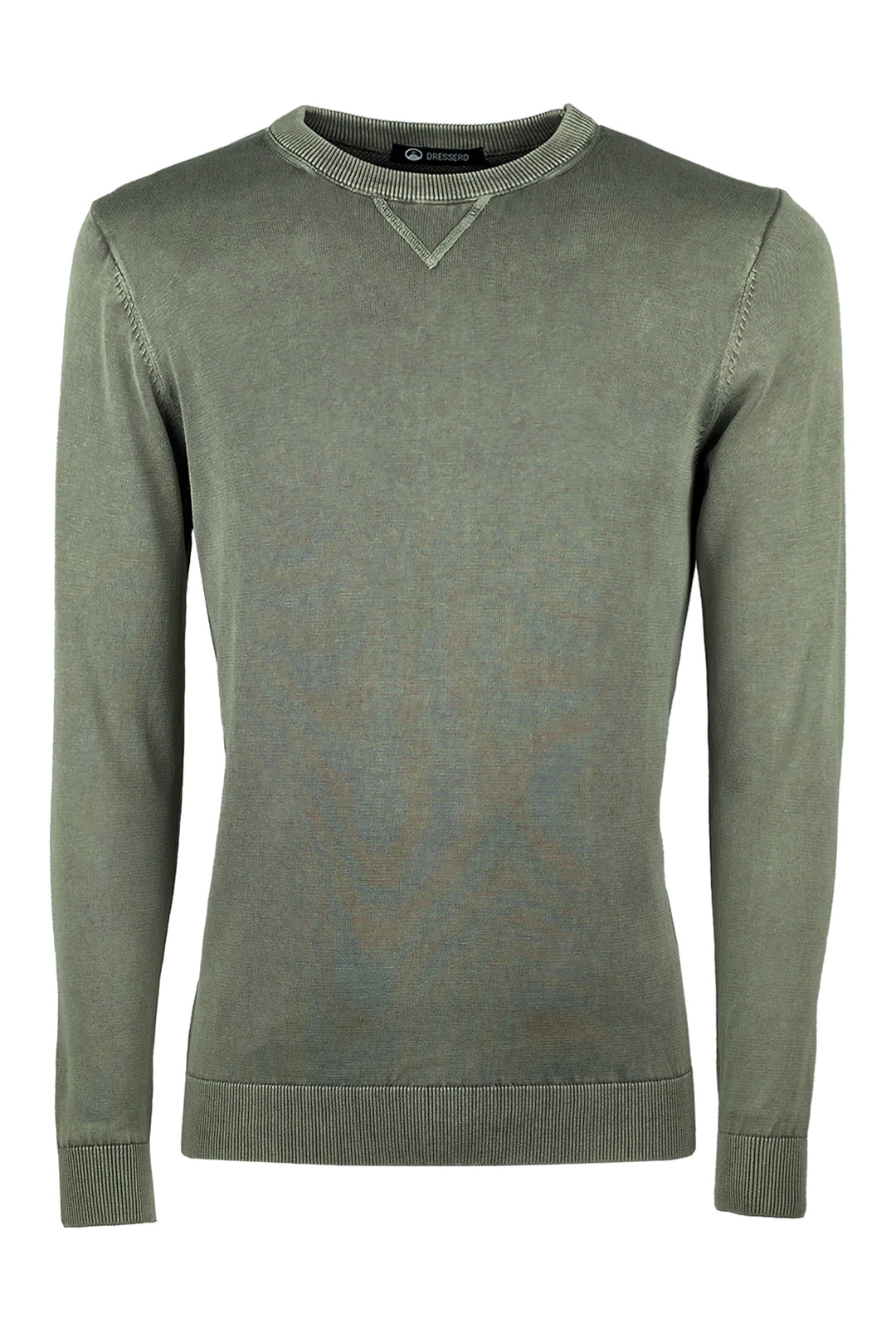 Maglioncino uomo cotone lavato con top Maglia girocollo - VERDE MILITARE