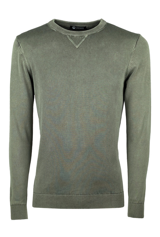 Maglioncino uomo cotone lavato con top Maglia girocollo - VERDE MILITARE