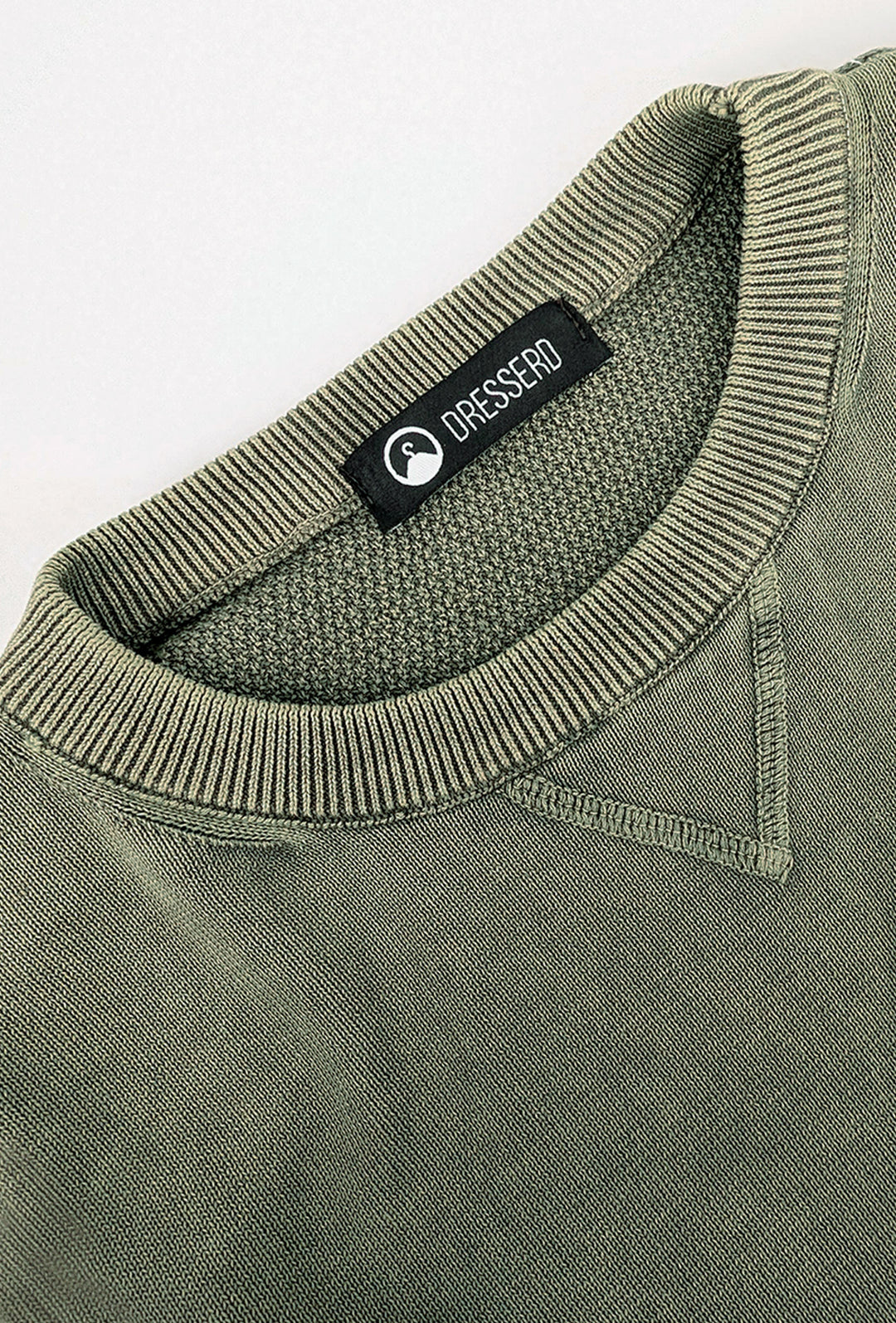 Maglioncino uomo cotone lavato con top Maglia girocollo - VERDE MILITARE