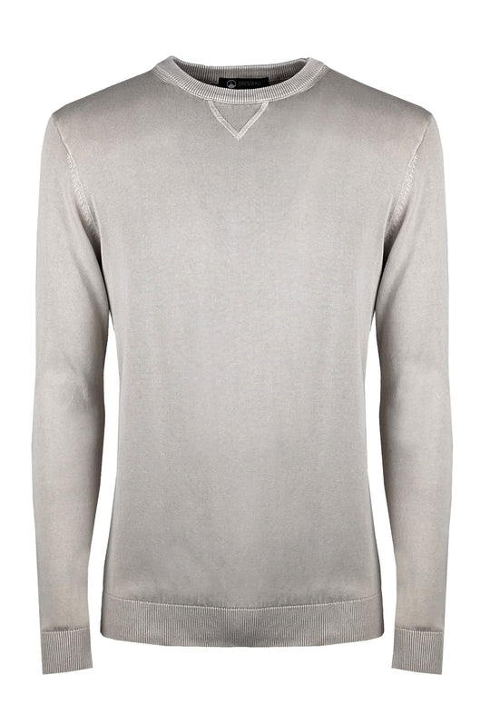 Maglioncino uomo cotone lavato con top Maglia girocollo - BEIGE