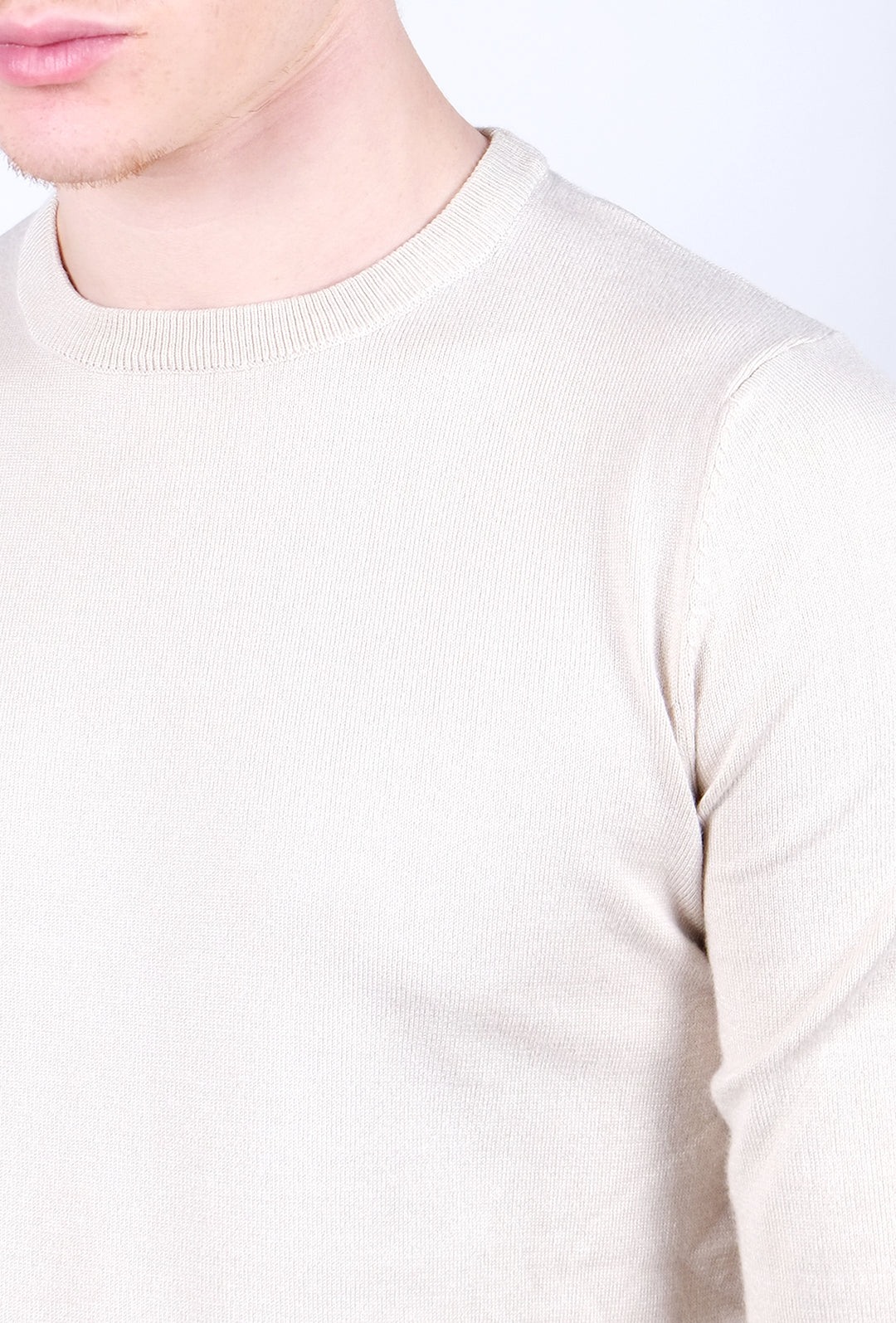 Maglioncino Uomo rasato maglia manica lunga in viscosa - BEIGE
