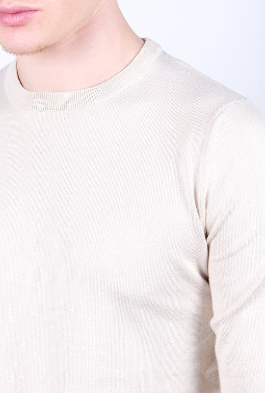 Maglioncino Uomo rasato maglia manica lunga in viscosa - BEIGE