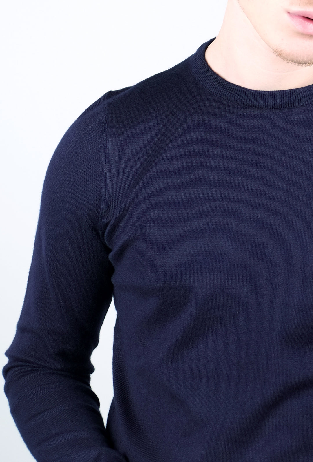 Maglioncino Uomo rasato maglia manica lunga in viscosa - BLU