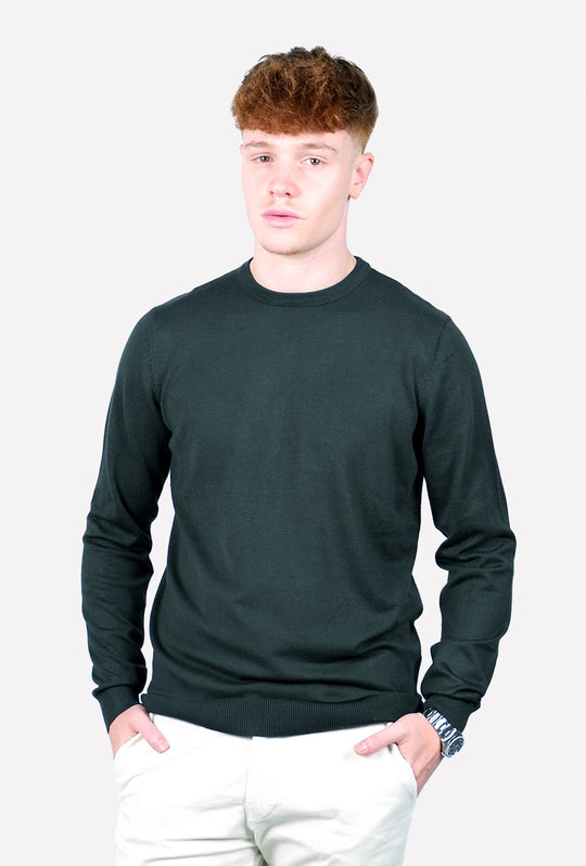 Maglioncino Uomo rasato maglia manica lunga in viscosa - VERDE