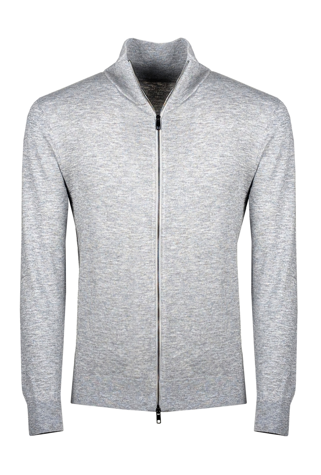 Maglia uomo Dresserd Full Zip in lana rasata Maglioncino aperto - GRIGIO