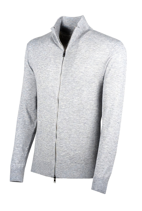 Maglia uomo Dresserd Full Zip in lana rasata Maglioncino aperto - GRIGIO