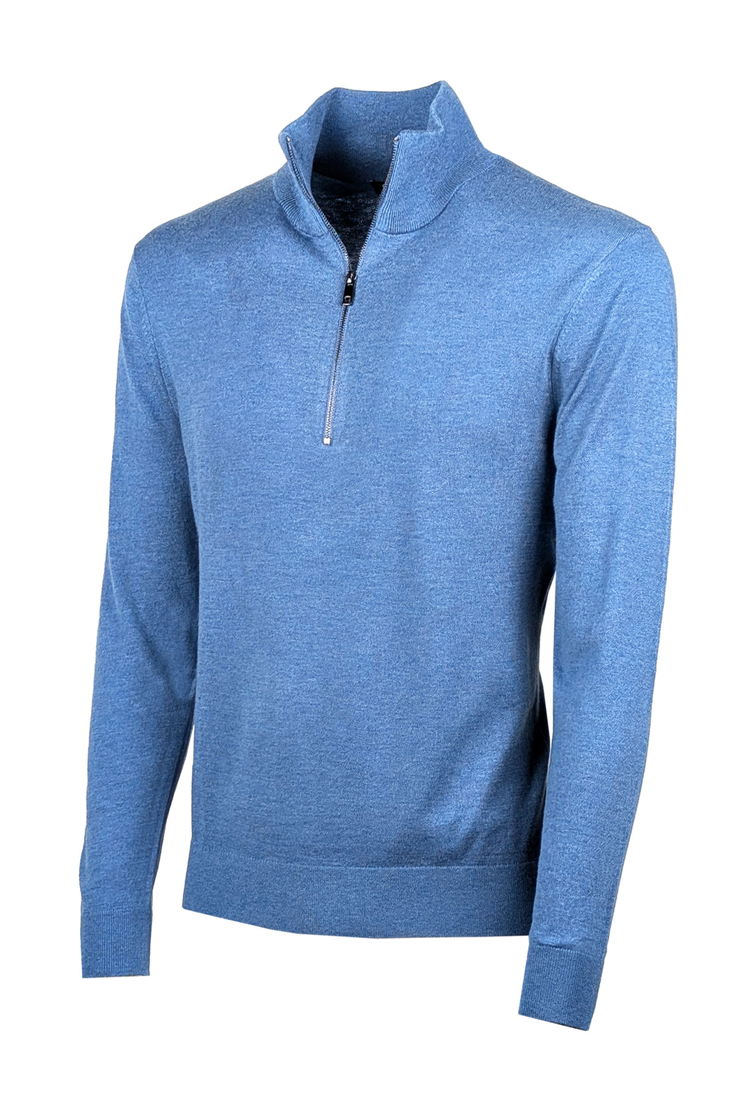 Mezza Zip uomo viscosa lana rasata Dresserd maglioncino - AZZURRO