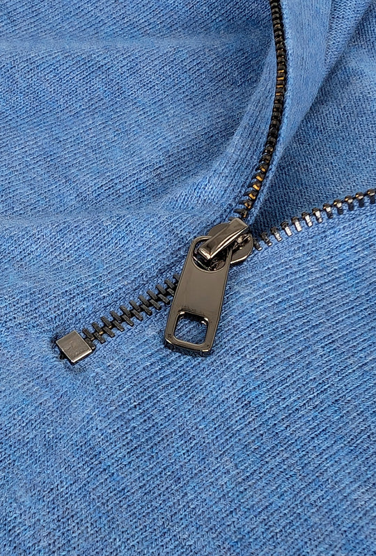 Mezza Zip uomo viscosa lana rasata Dresserd maglioncino - AZZURRO