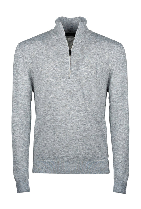 Mezza Zip uomo viscosa lana rasata Dresserd maglioncino - GRIGIO