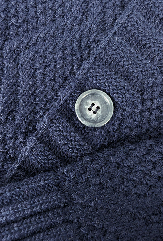 Maglia Uomo Manica lunga con bottoni e cappuccio Cardigan Felpa in Maglia Dresserd - BLU