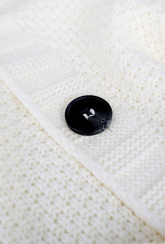 Maglia Uomo Manica lunga con bottoni e cappuccio Cardigan Felpa in Maglia Dresserd - BIANCO