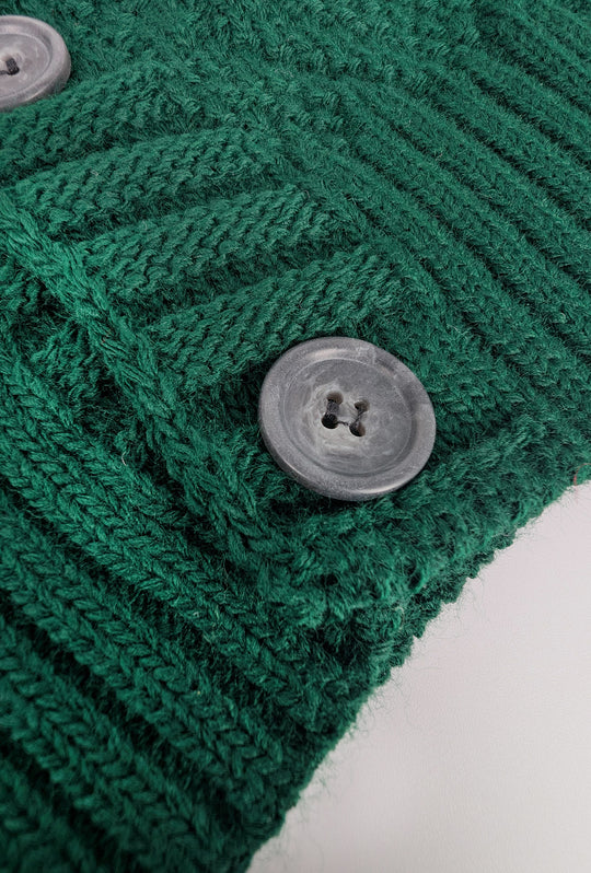 Maglia Uomo Manica lunga con bottoni e cappuccio Cardigan Felpa in Maglia Dresserd - VERDE