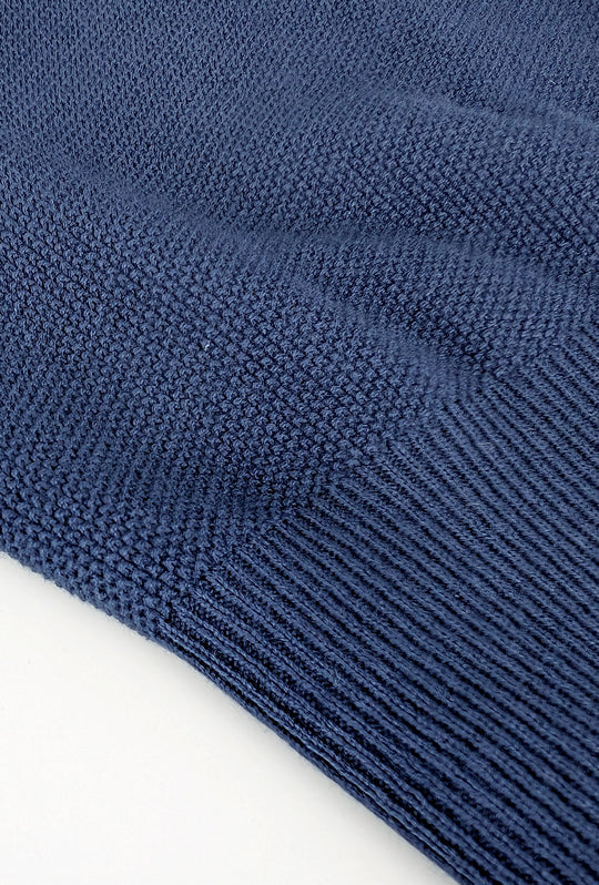 Maglioncino giacca aperta in cotone trama lavorata con zip - BLU