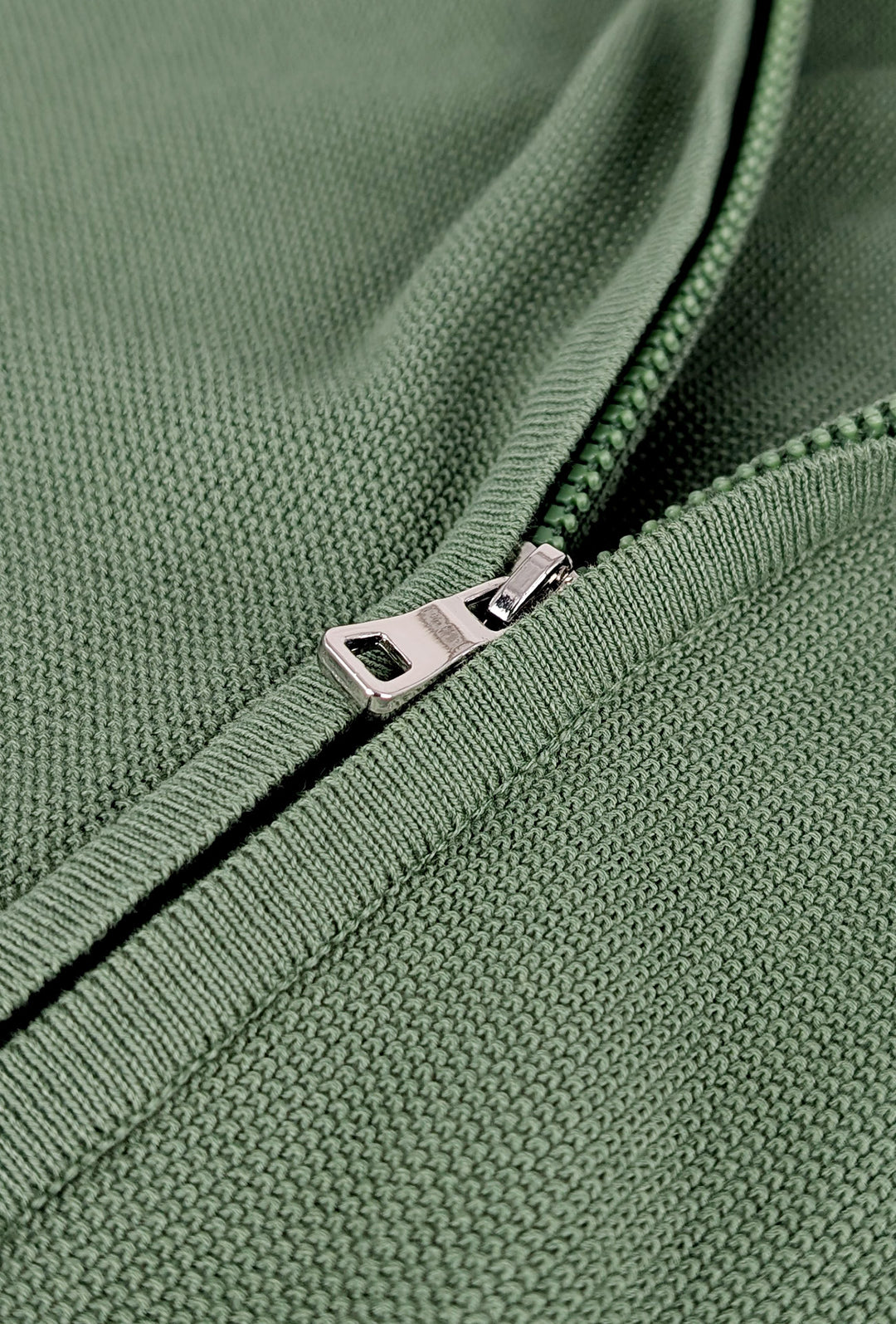 Maglioncino giacca aperta in cotone trama lavorata con zip - VERDE