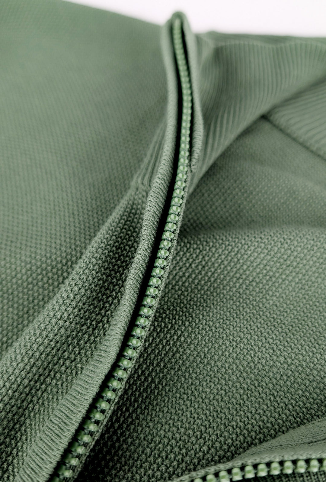 Maglioncino giacca aperta in cotone trama lavorata con zip - VERDE