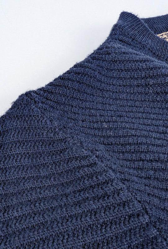 Maglione uomo girocollo trama lavorata Maglia invernale dresserd - BLU