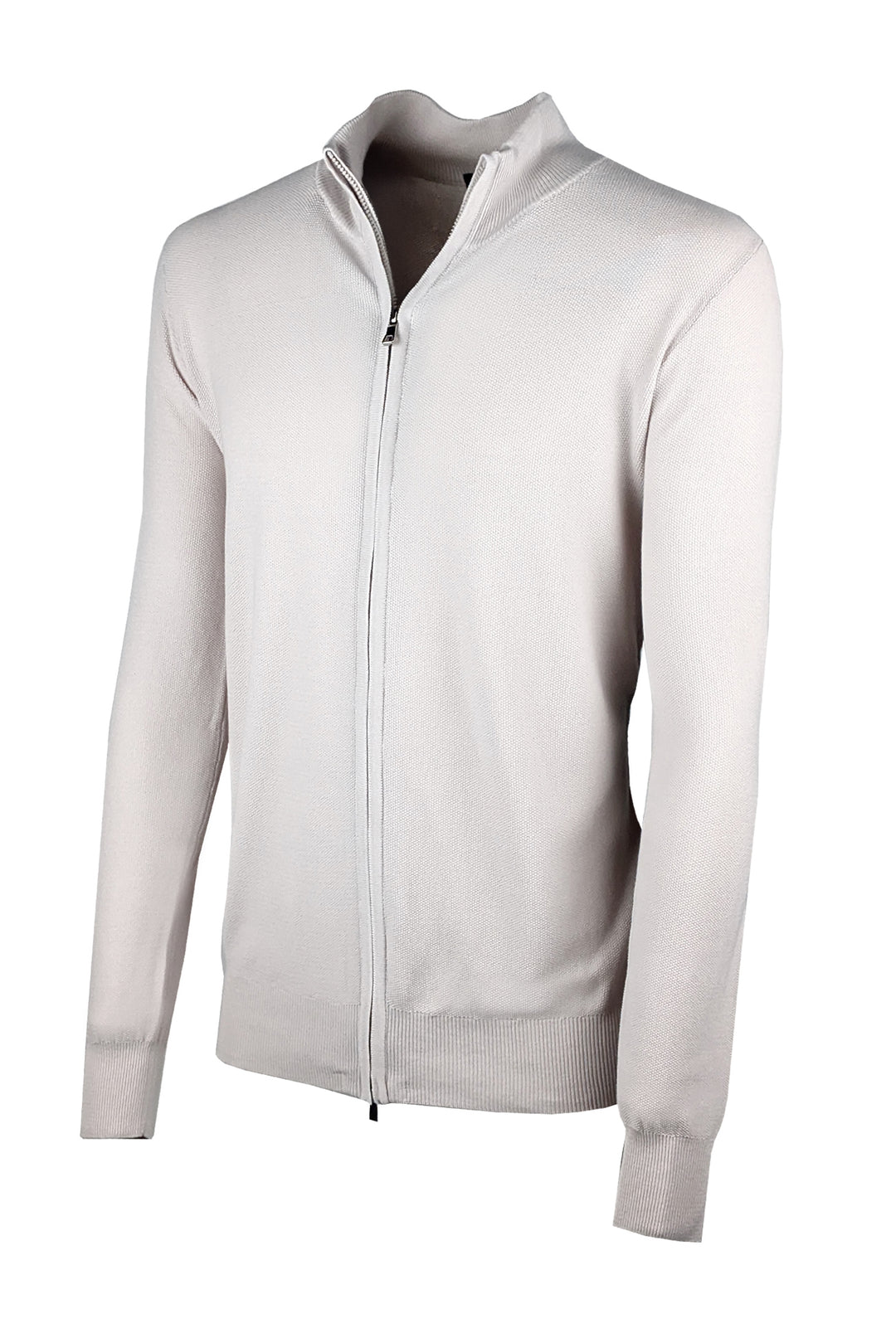 Maglioncino giacca aperta in cotone trama lavorata con zip - BEIGE