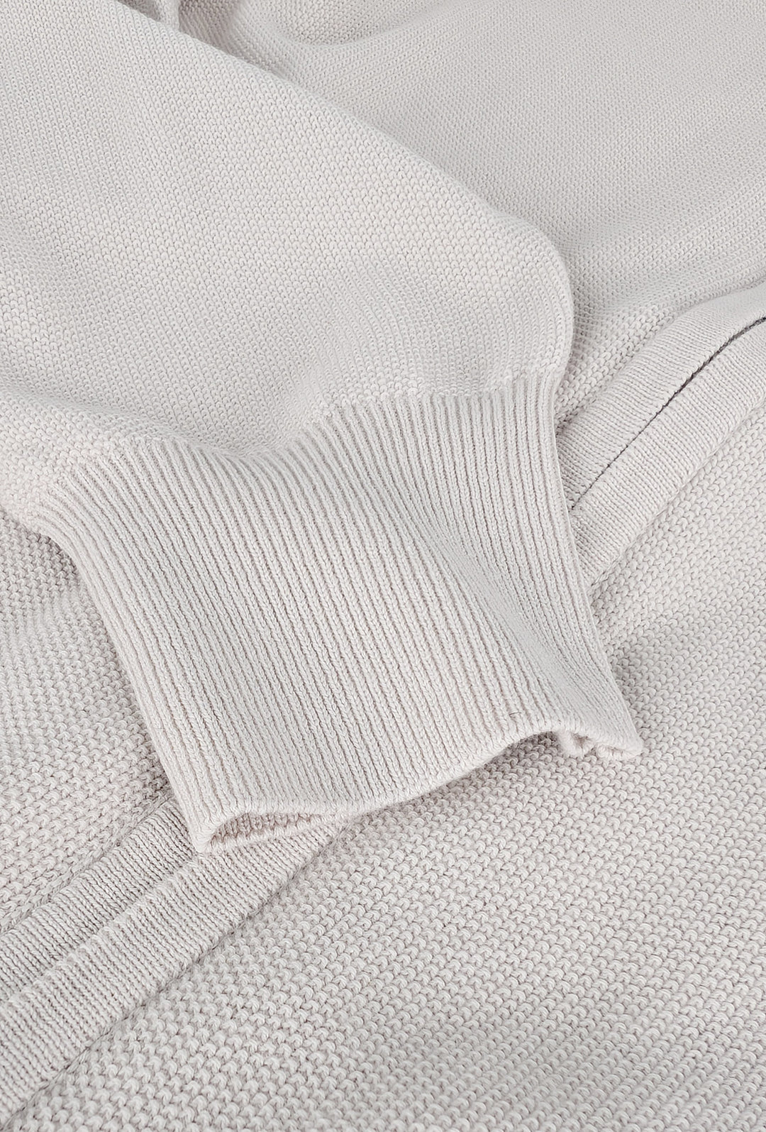 Maglioncino giacca aperta in cotone trama lavorata con zip - BEIGE